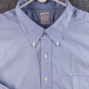 Brooks Brothers Button-Down 17.5 2/3 Regular Cotton Non-Iron Blue Long Sleeve